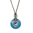 Heart in Heart Adjustable Cord Necklace with Turquoise Colored Disc